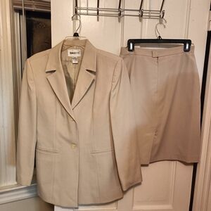 Chic Beige Blazer and Skirt Set